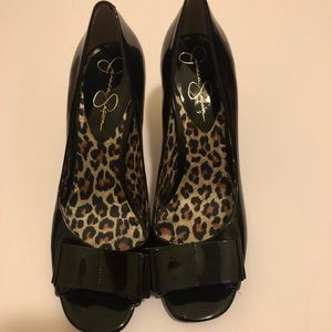 Black Patent Leather Bow Heels by Jessica Simpson